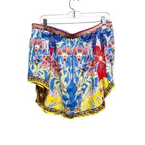 Women's Blue Floral Print Short Blouse